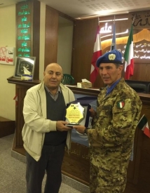 Upon receiving the UNIFIL leadership in South Lebanon and being presented with a shield for his achievements.